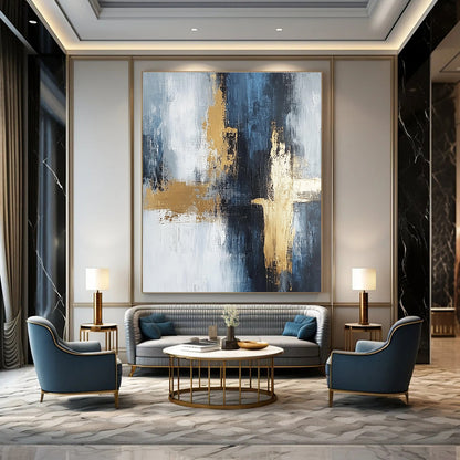 Blue and Gold Abstract for Luxury Spa Lounge & Elegant Dining Room STSC433