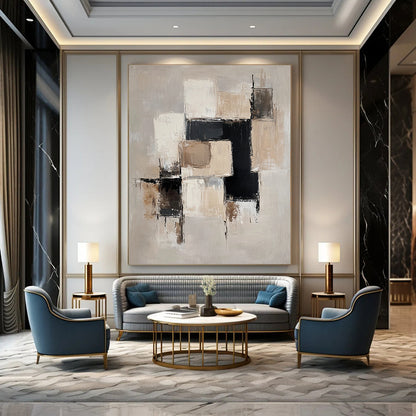 Beige - Toned Geometric Abstract for Minimalist Living Room & Modern Office STSC220