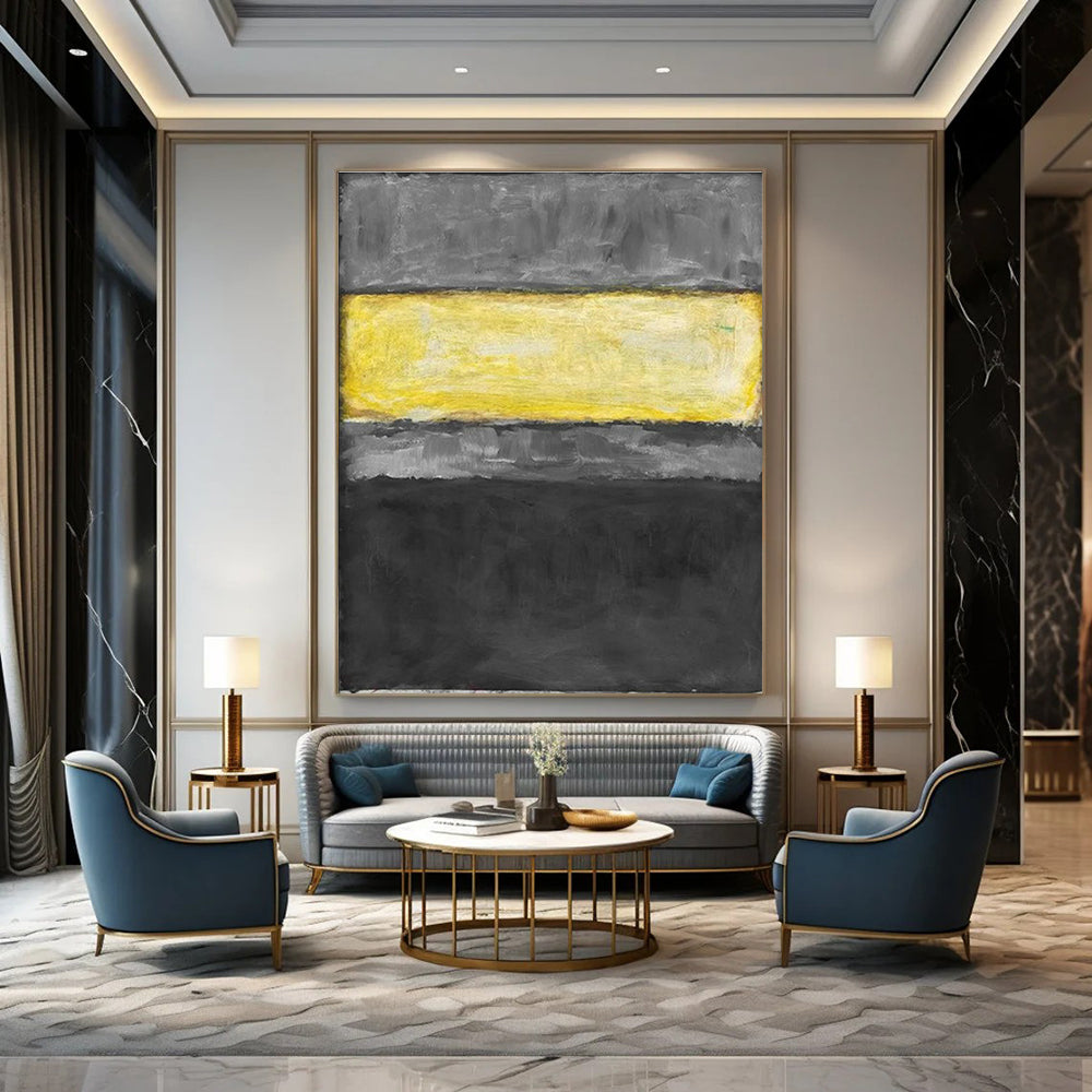 Gray - Yellow Minimalist Art for Industrial - Style Office & Modern Café DLZ2325