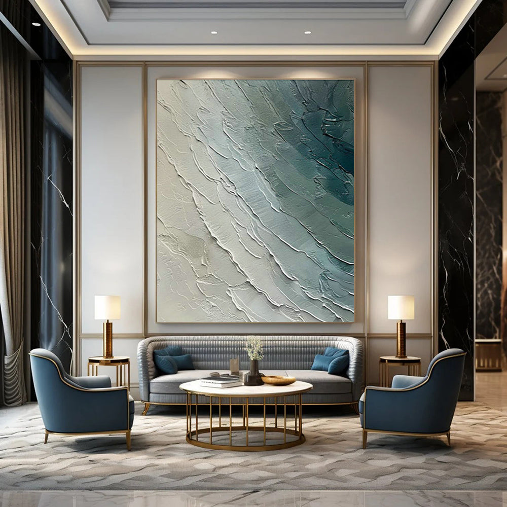 Blue - Gray Textured Art for Modern Office Conference Rooms DLZ0121