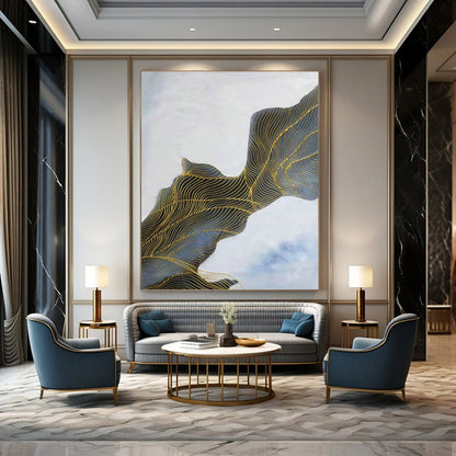 Gold - Line Landscape Abstract Art for Living Room & Hallway DLZ0547