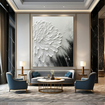 3D White Flower Abstract for Romantic Bedroom & Botanical Café DLZ0902