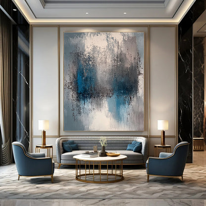 Blue and Gray Abstract for Minimalist Bedroom & Serene Meditation Room STSC577
