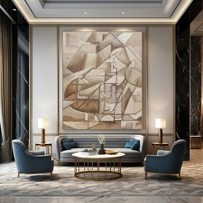 Beige Cubist Abstract Art for Art Gallery & Architect Office DLZ0608