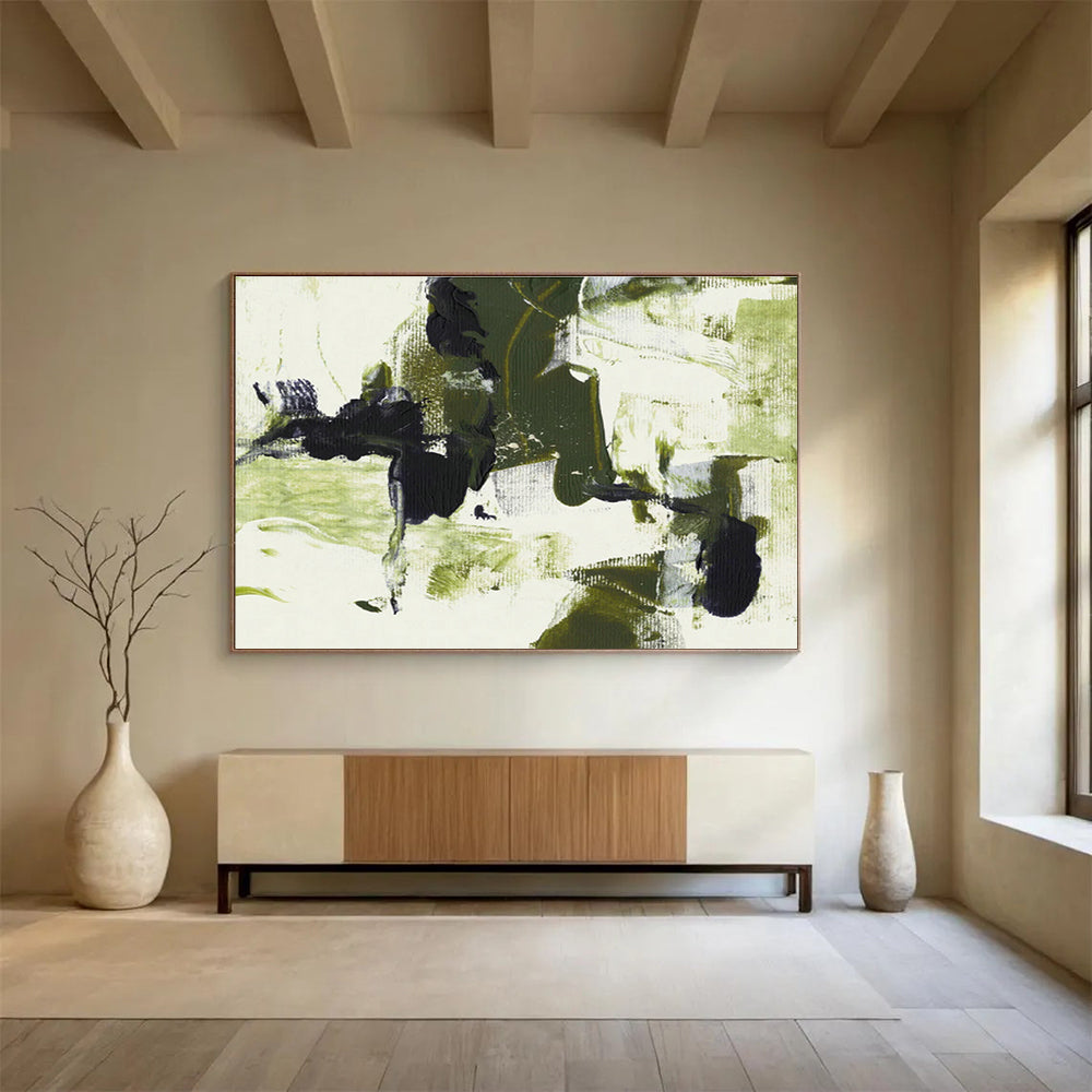 Green - Black Abstract Art for Modern Minimalist Hallway DLZ2828