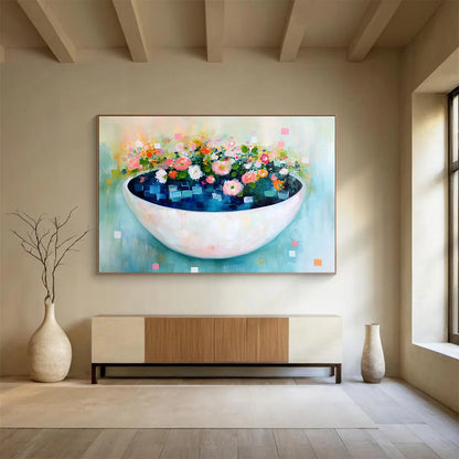 Floral Bowl Abstract Art for Charming Kitchen & Feminine Boutique SC343