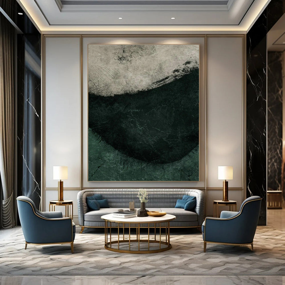 Textured Green Abstract Art for Nature - Inspired Spa & Industrial - Style Lounge DLZ1386