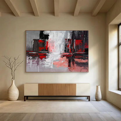 Red - Gray Urban Abstract Art for Industrial Loft Home Offices DLZ2647