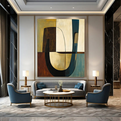 Earth - Tone Shapes Art for Living Room & Study STSC693