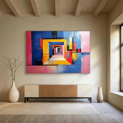 Colorful Geometric Tunnel Abstract Art for Contemporary Gallery & Bold Home Entrance SC337