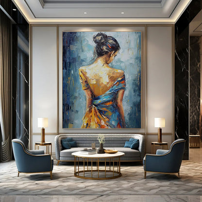 Woman’s Back View Oil Painting for Bohemian Bedroom & Artistic Fashion Studio DLZ1551