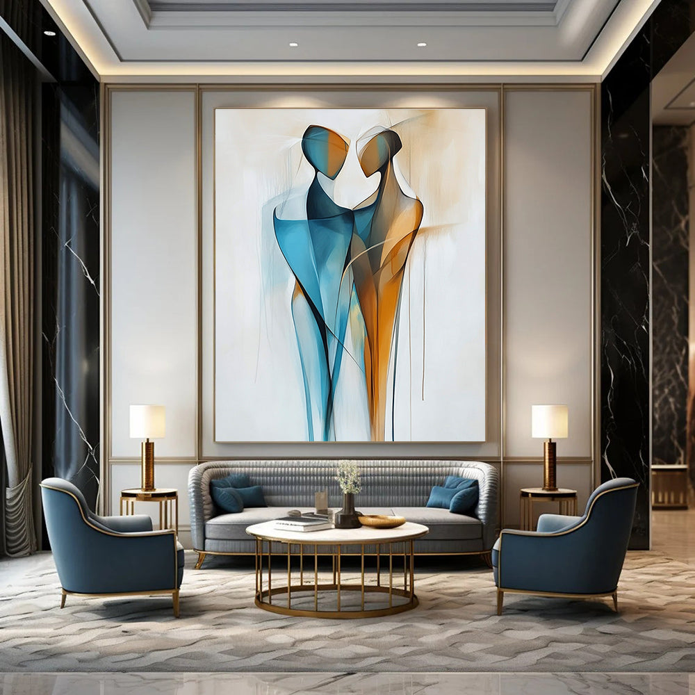 Abstract Couple Silhouette Art for Anniversary Gift & Bedroom STSC712