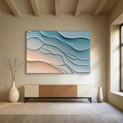 Blue - Gray Sand Waves Art for Coastal Home & Spa Retreat SC452