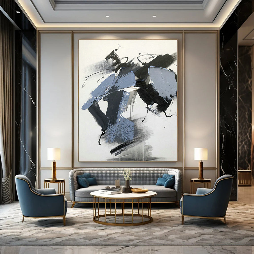 Gray - Blue Abstract Art for Creative Agency & Modern Lounge DLZ0808