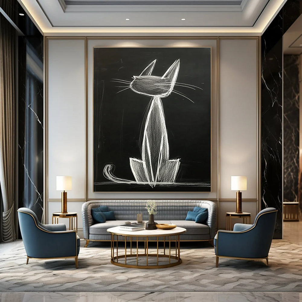 Chalk Cat Drawing for Playful Kids’ Room & Urban - Style Loft STSC1184