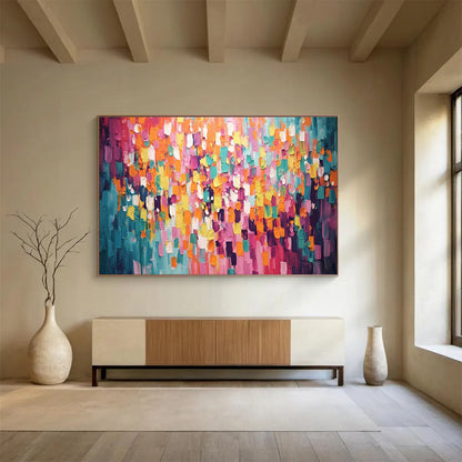 Pink - Orange Color Block Abstract Art for Spa Retreat Relaxation Rooms DLZ3252