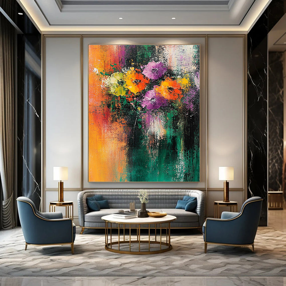Vibrant Floral Abstract for Cheerful Kitchen & Art - Loving Garden Room STSC307