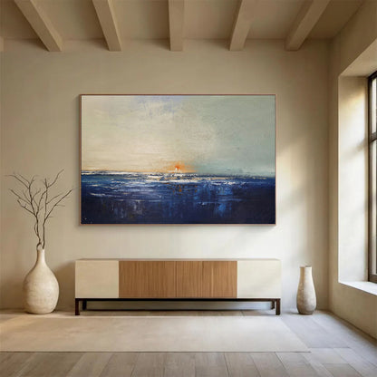 Serene Sea View Abstract Artwork for Crafting a Peaceful Coastal Bedroom Oasis DLZ3034