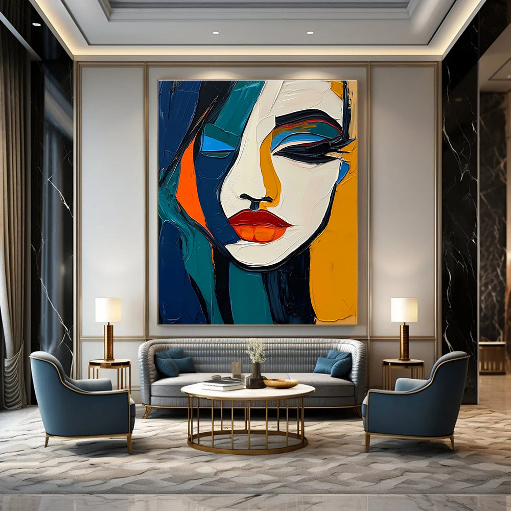 Cubist Female Face Art for Modern Home & Art History Museum STSC1098