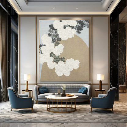 Oriental - Style White Chrysanthemum Art for Japanese Tea House & Minimalist Home Corridor DLZ1630