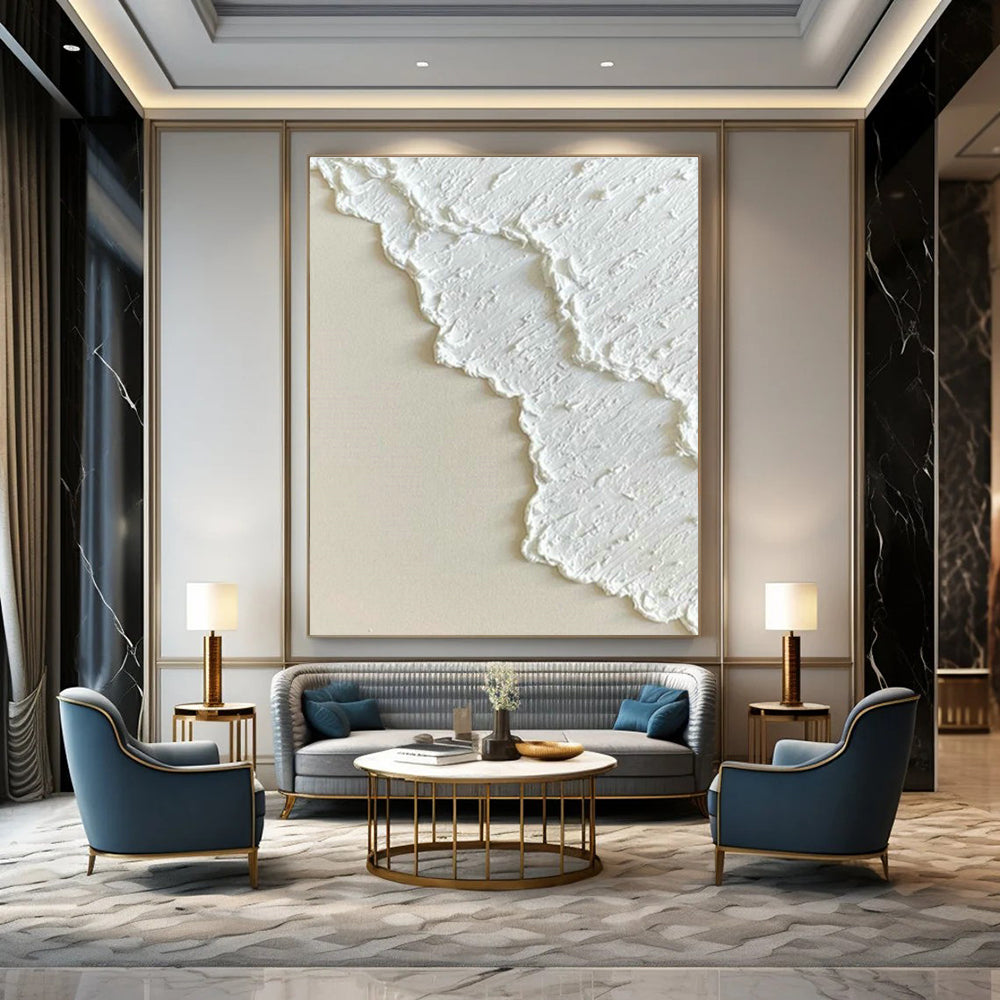 White Relief Art for Minimalist Bedroom Headboard Walls DLZ0264
