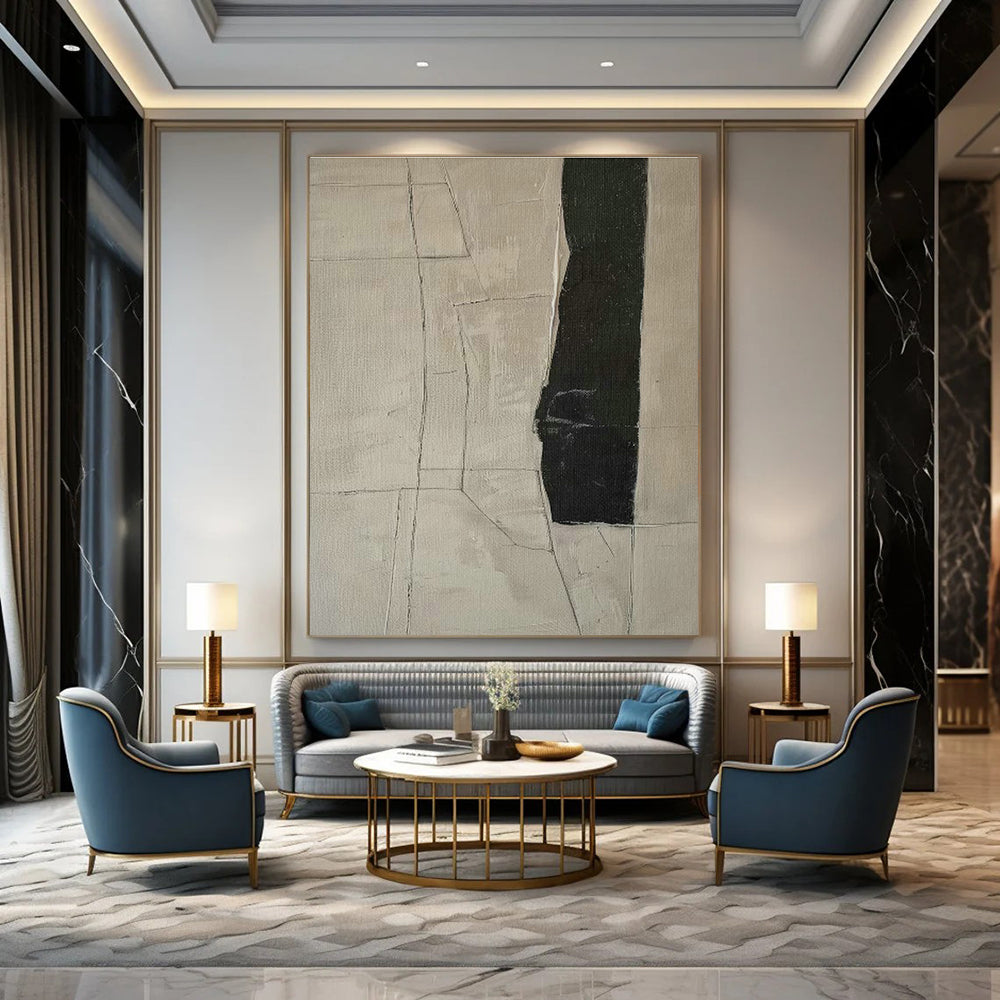 Grey - White Geometric Division Art for Office & Living Room DLZ0414