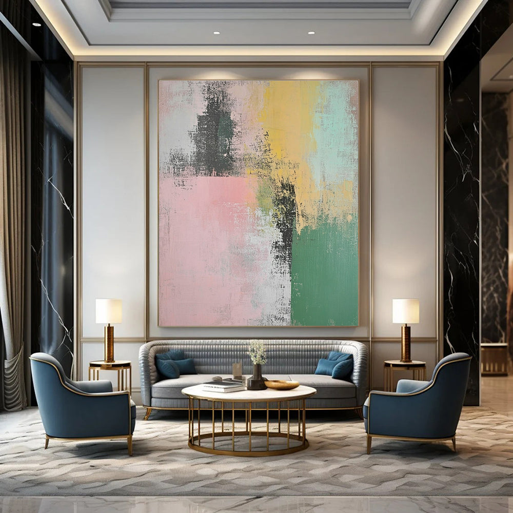Soft Color Block Abstract for Nursery & Gentle Yoga Studio STSC774