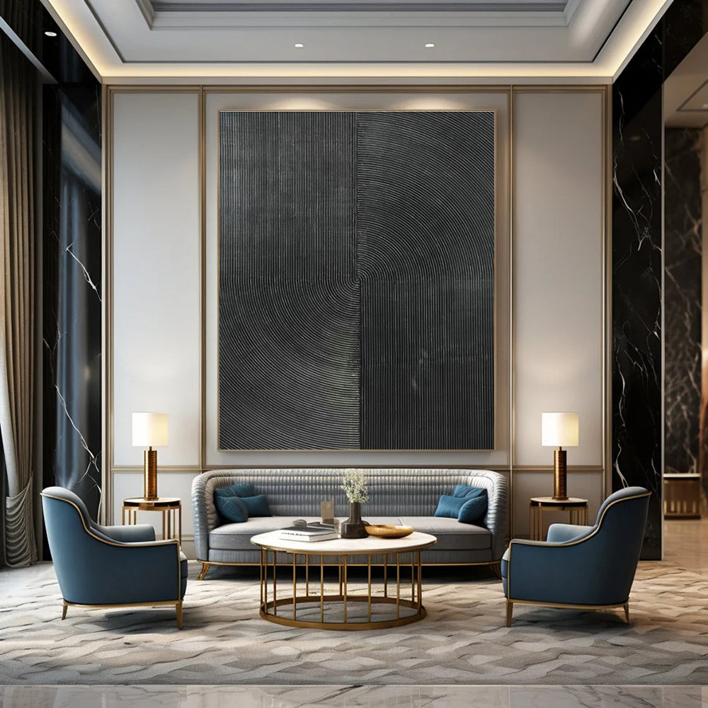 Black Textured Art for Industrial - Style Bar & Modern Art Museum DLZ1796