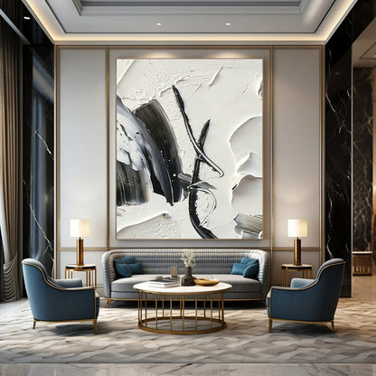Black - White Brushstroke Art 2 for Bedroom & Studio DLZ0373