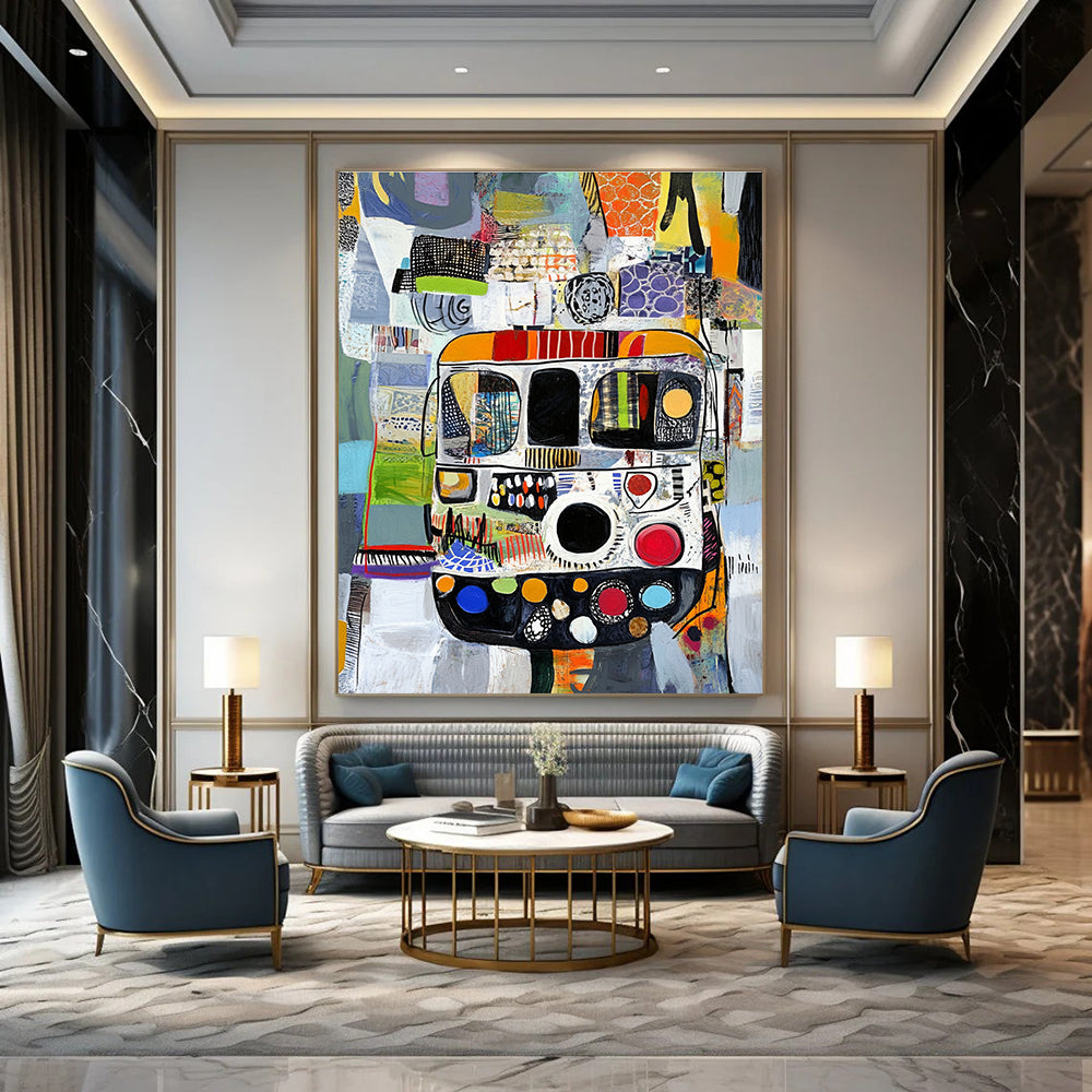Colorful Bus Collage for Bohemian Café & Travel - Themed Gallery STSC820