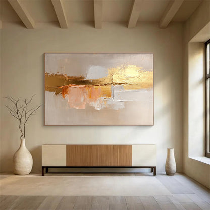 Gold Accent Abstract Art for Luxury Hotel Lobby & Modern Dining Room SC218