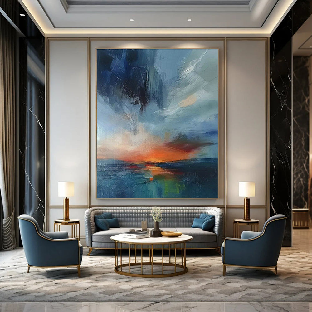 Blue - Orange Seaside Art for Coastal Home Master Bedrooms DLZ0124