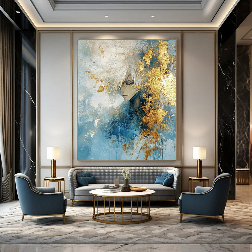Abstract Portrait with Gold Accents for Luxury Bedroom & High - End Art Gallery STSC449