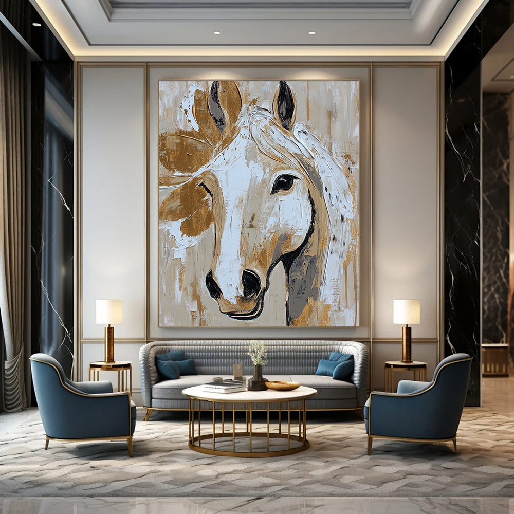 Textured Horse Head Art for Equestrian Home & Bar STSC073