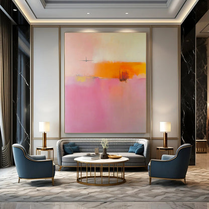 Pink and Orange Landscape Abstract for Coastal Home & Art - Themed Hotel STSC789