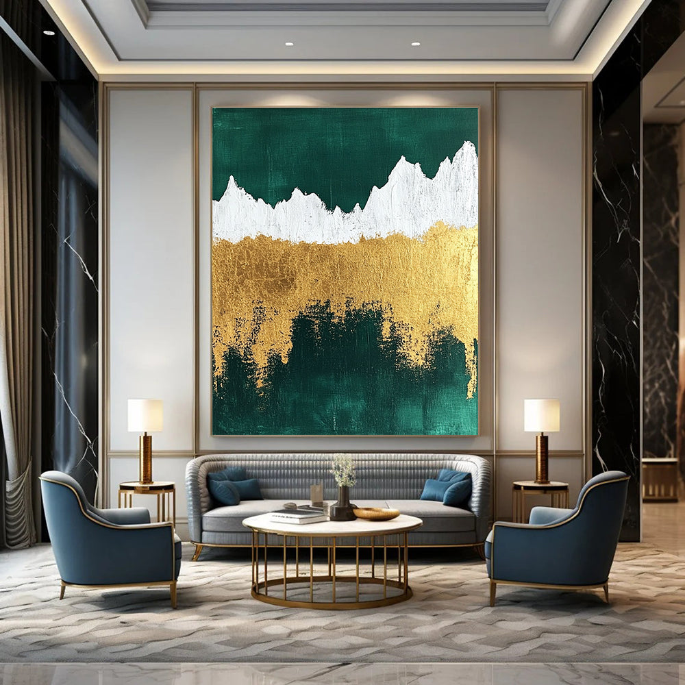 Bold Green - Gold Mountain Art for Hallway & Modern Home STSC067