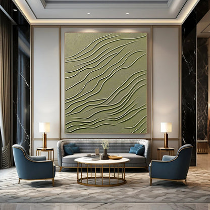 Green and White Wavy Texture Art for Nature - Inspired Yoga Studio & Minimalist Spa STSC1359