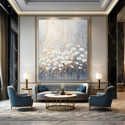 Gray and Gold Floral Abstract for Luxury Bedroom & Sophisticated Lounge STSC318
