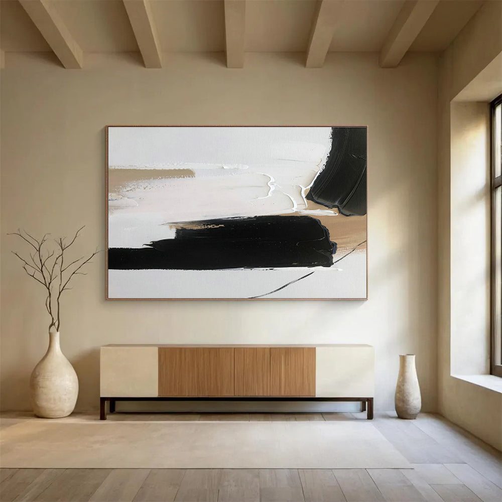 Beige - White - Black Abstract Art for Home Office Creative Focus DLZ2699