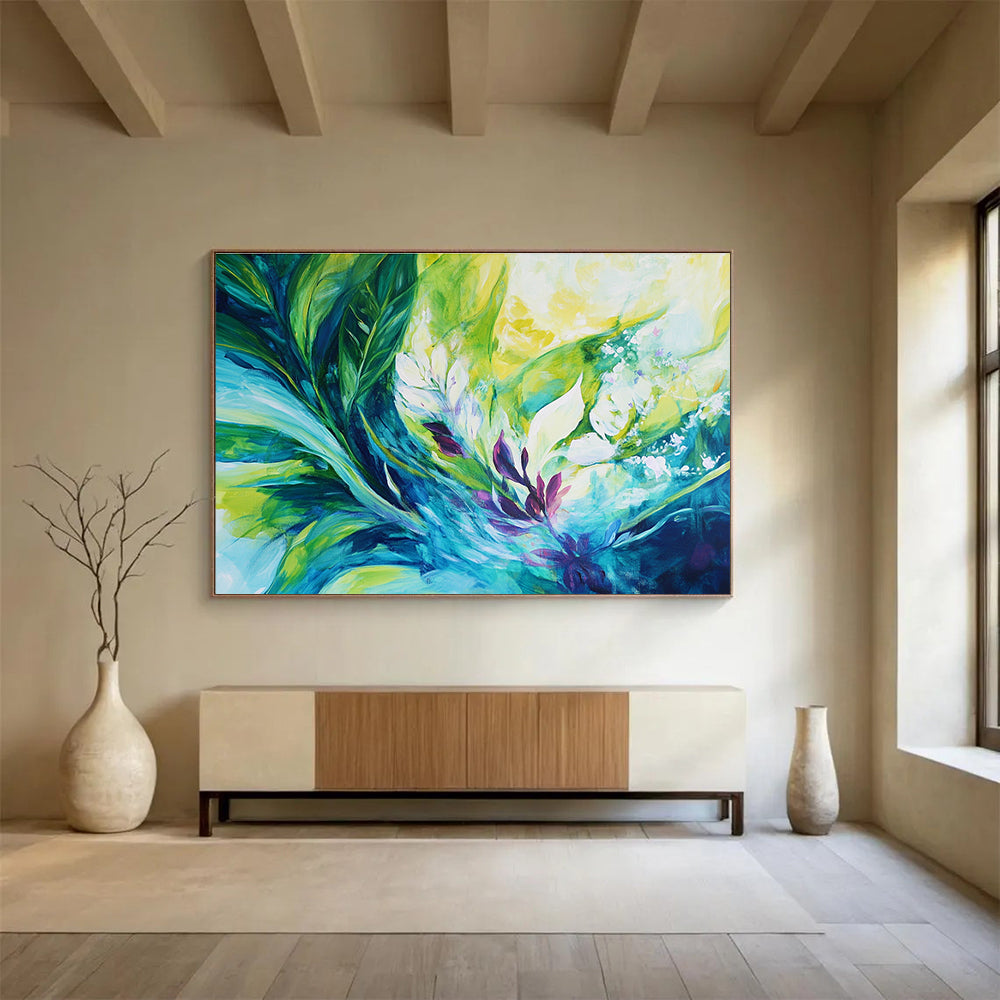 Vibrant Floral Abstraction Art for Luxury Home Living Room & High - End Spa SC431