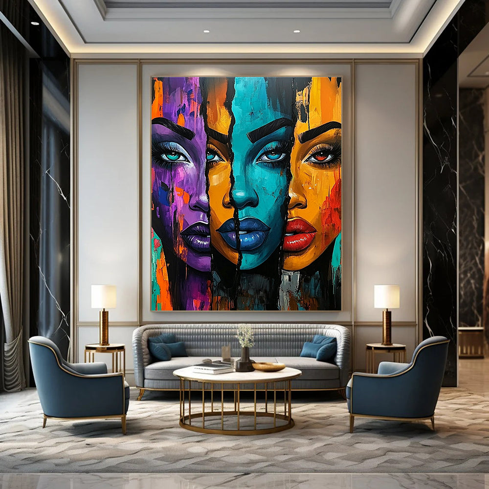 Colorful Face Segments for Modern Art Gallery & Bold Living Room STSC1220