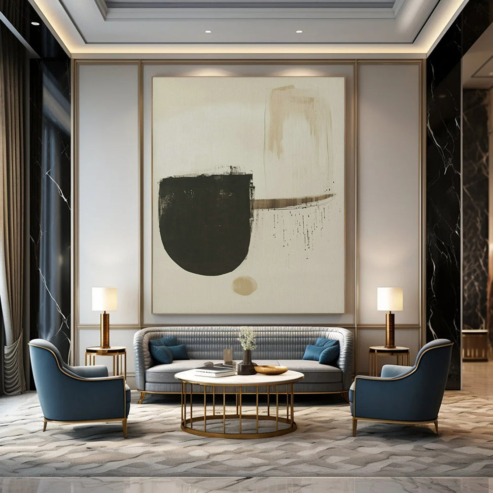 Black - Brown Minimalist Abstract Art for Industrial - Chic Loft & Art - Focused Library DLZ1832