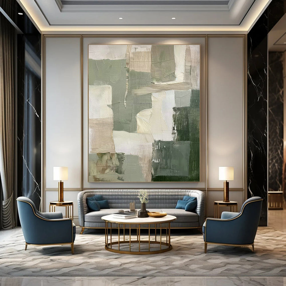 Gray - White Abstract Blocks Art for Minimalist Hotel Lobby & Art - Inspired Home Office DLZ0709
