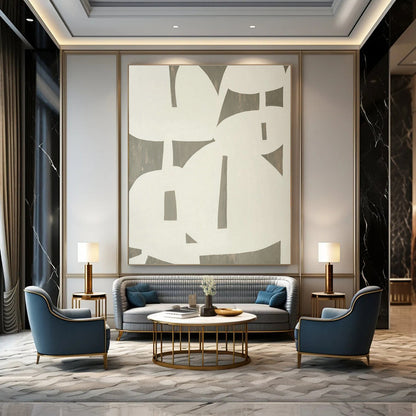 Gray - White Geometric Abstract Art for Corporate Office & Minimalist Living Room DLZ1082