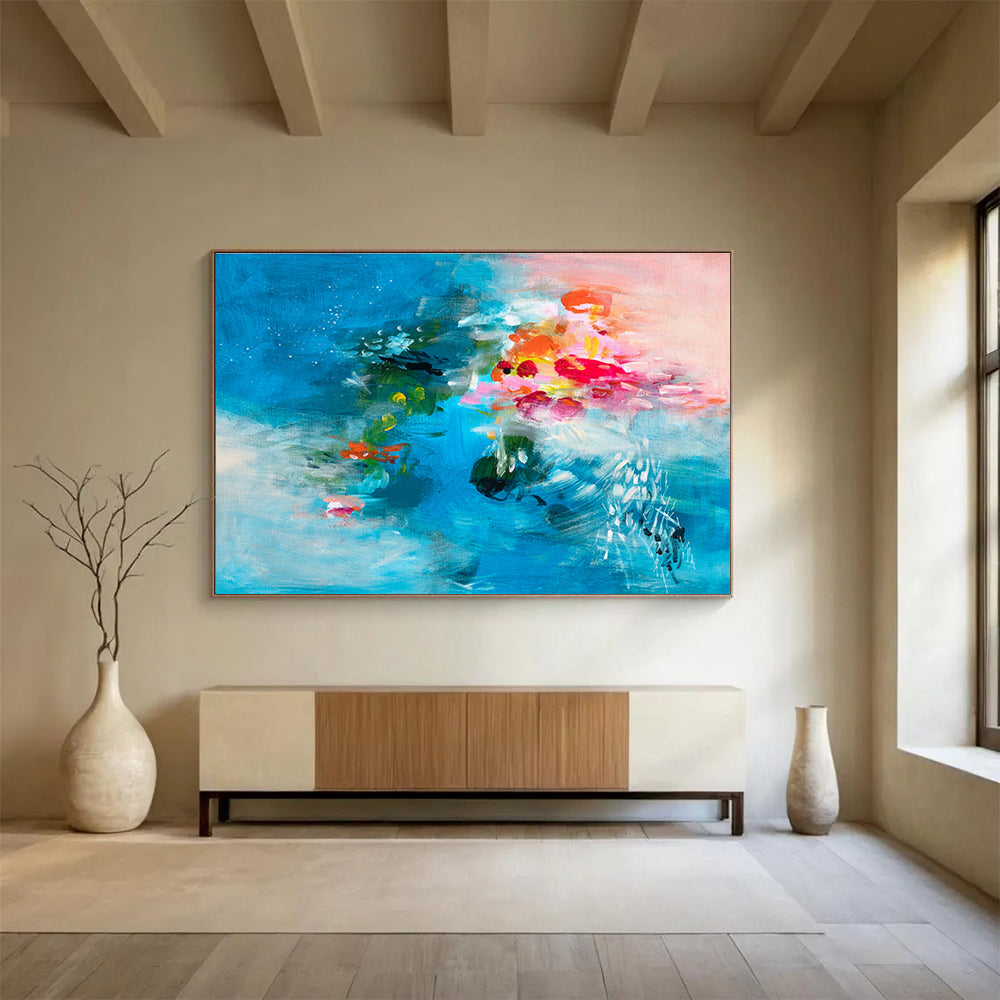 Blue - Based Floral Abstract Art for Serene Bedrooms DLZ2414