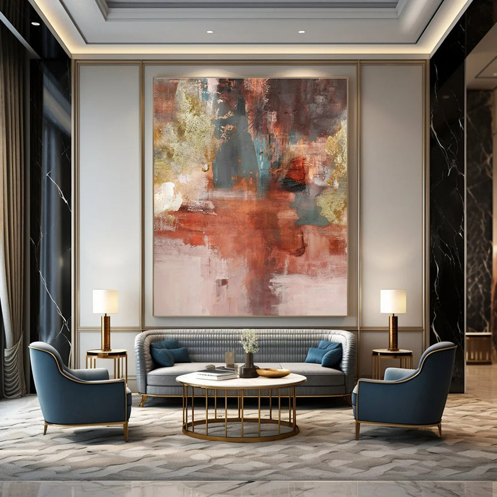 Warm Brown Abstract Art for Industrial - Chic Loft Living Room & Art Gallery Lounge DLZ0915