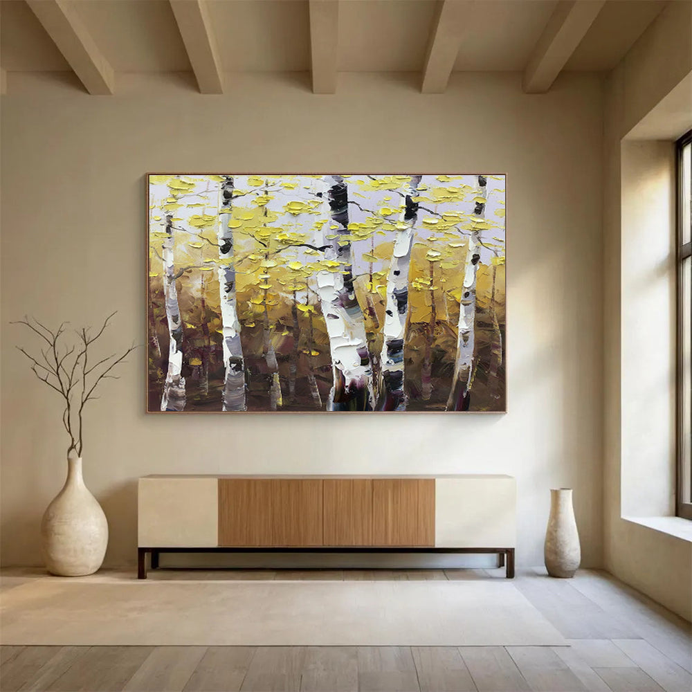 Golden Birch Forest Painting for Autumn - Themed Restaurant DLZ3010