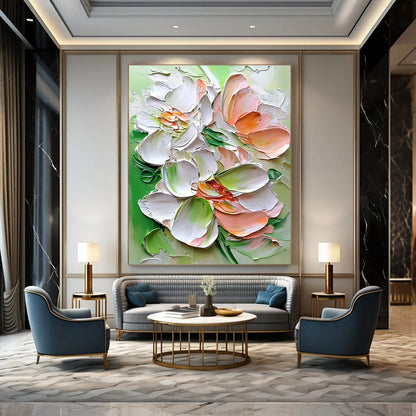 Textured Floral Blooms Art for Botanical Spa & Elegant Garden - Themed Living Room STSC1401