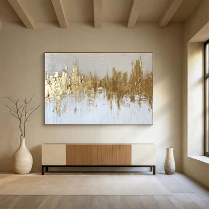 Textured Gold Skyline Art for Industrial - Chic Loft & Contemporary Art Museum SC173