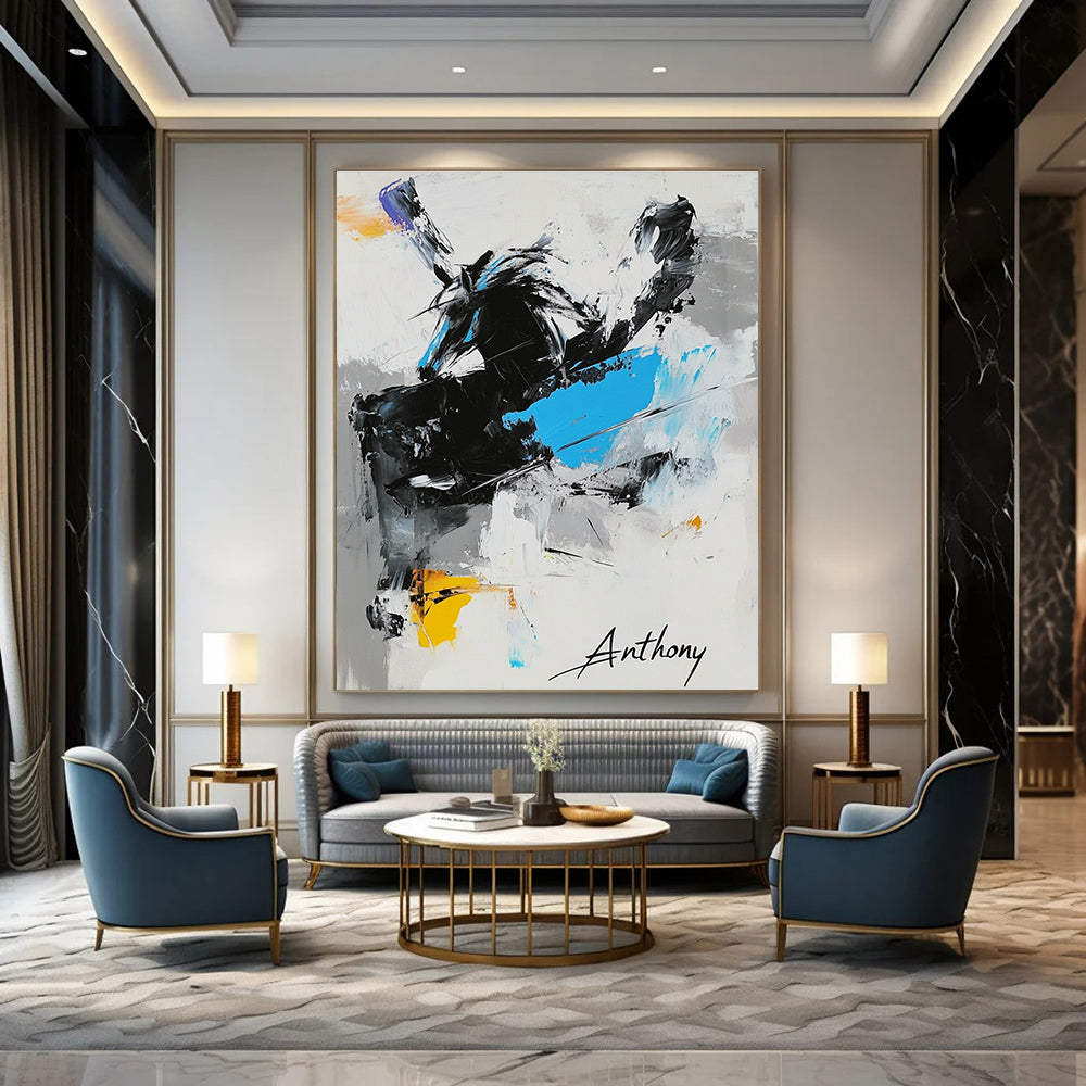 Abstract Black Horse for Equestrian - Themed Home & Bold Art Gallery STSC349